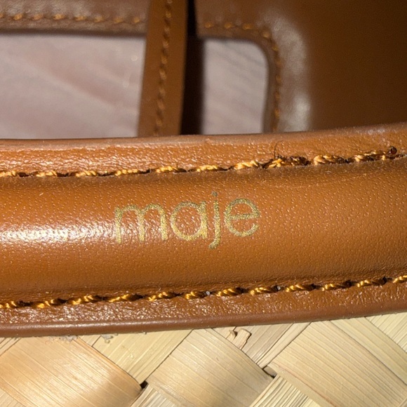 Maje Tan Woven Tote with Leather Handles - Picture 2 of 12